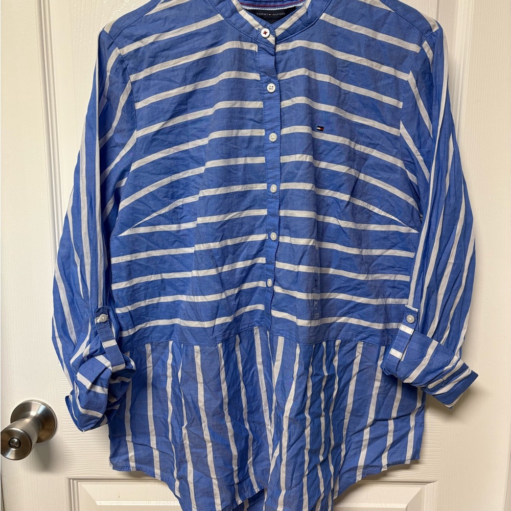 Tommy Hilfiger Blue and White Striped Blouse